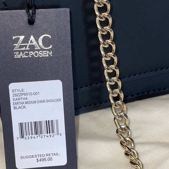 NEW WT Zac Zac Posen Eartha Medium Chain Shoulder Handbag Black Floral - Picture 11 of 13